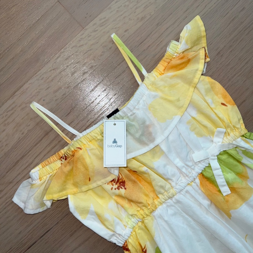 Baby Gap NWT kids 4T cotton yellow floral ruffle dress